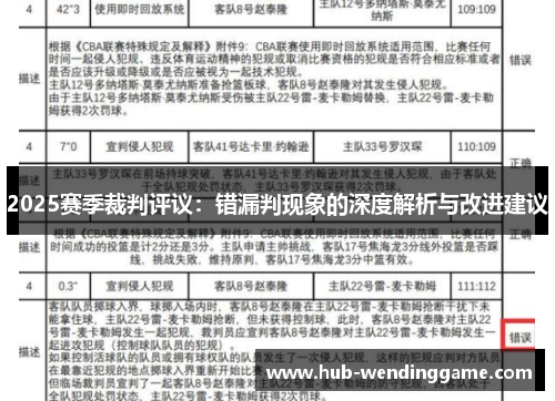 2025赛季裁判评议:错漏判现象的深度解析与改进建议 2025赛季裁判评议:错漏判现象的深度解析与改进建议