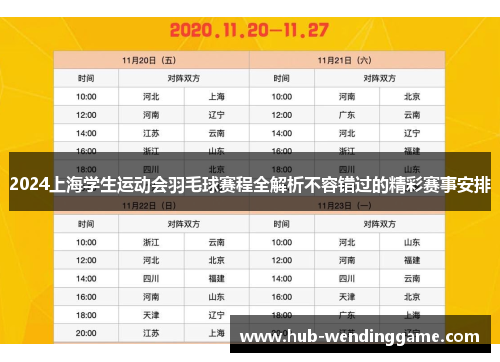 2024上海学生运动会羽毛球赛程全解析不容错过的精彩赛事安排